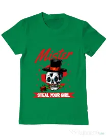 Tricou ADLER barbat Mr. steal your girl Verde mediu