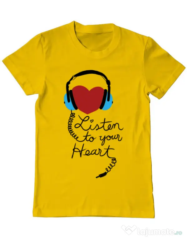 Tricou ADLER barbat Listen to your heart Galben