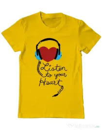 Tricou ADLER barbat Listen to your heart Galben