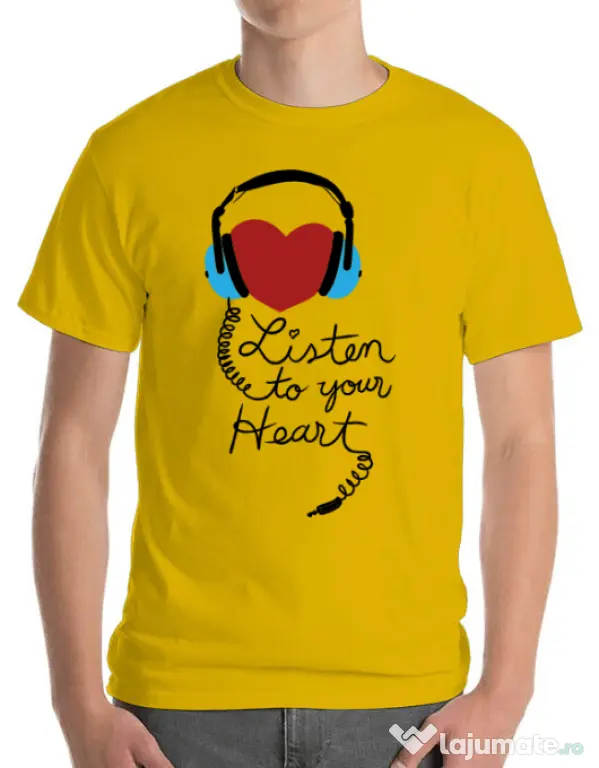 Tricou ADLER barbat Listen to your heart Galben