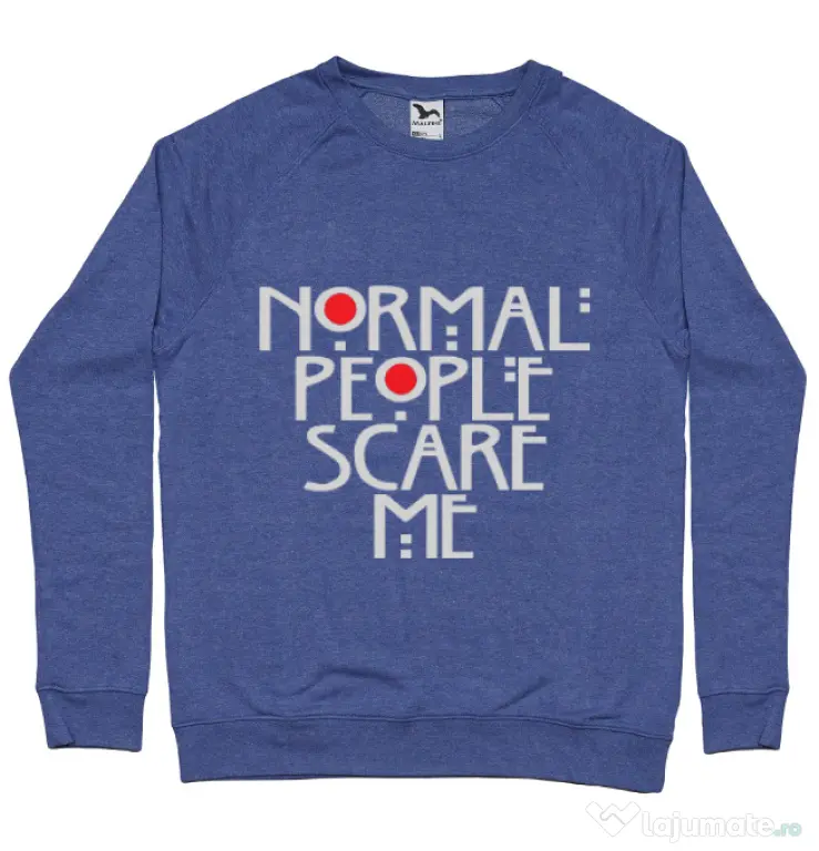 Bluza ADLER barbat Normal people scare me Albastru melanj