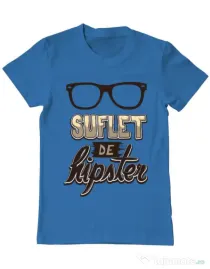 Tricou ADLER barbat Suflet de hipster Albastru azuriu