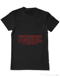 Tricou ADLER barbat Stranger things outline Negru