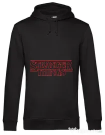 Hoodie barbat cu gluga Stranger things outline Negru