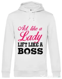 Hoodie barbat cu gluga Lift like a boss Alb