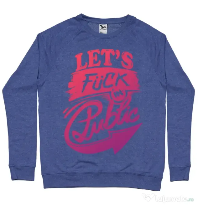 Bluza ADLER barbat Let's fuck in public Albastru melanj