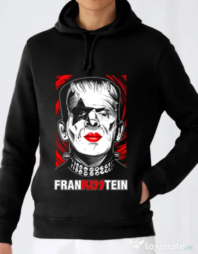 Hoodie barbat cu gluga FRANKISSTEIN Negru