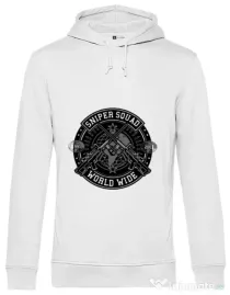 Hoodie barbat cu gluga Sniper Squad Alb