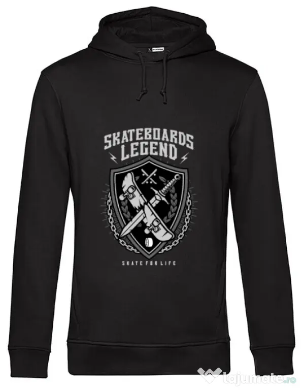 Hoodie barbat cu gluga Skateboards Legend Negru