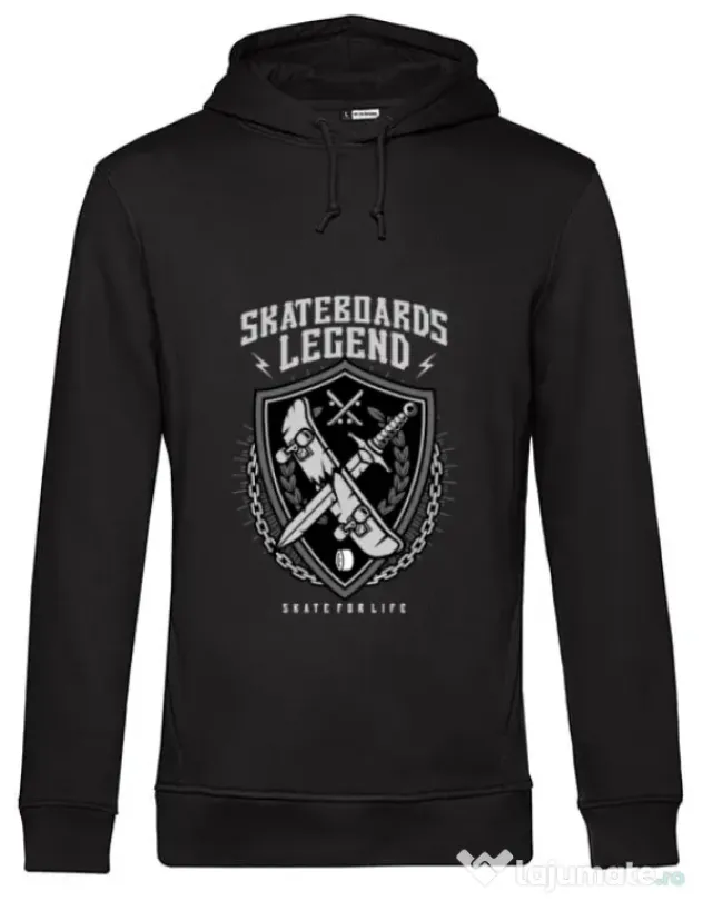 Hoodie barbat cu gluga Skateboards Legend Negru