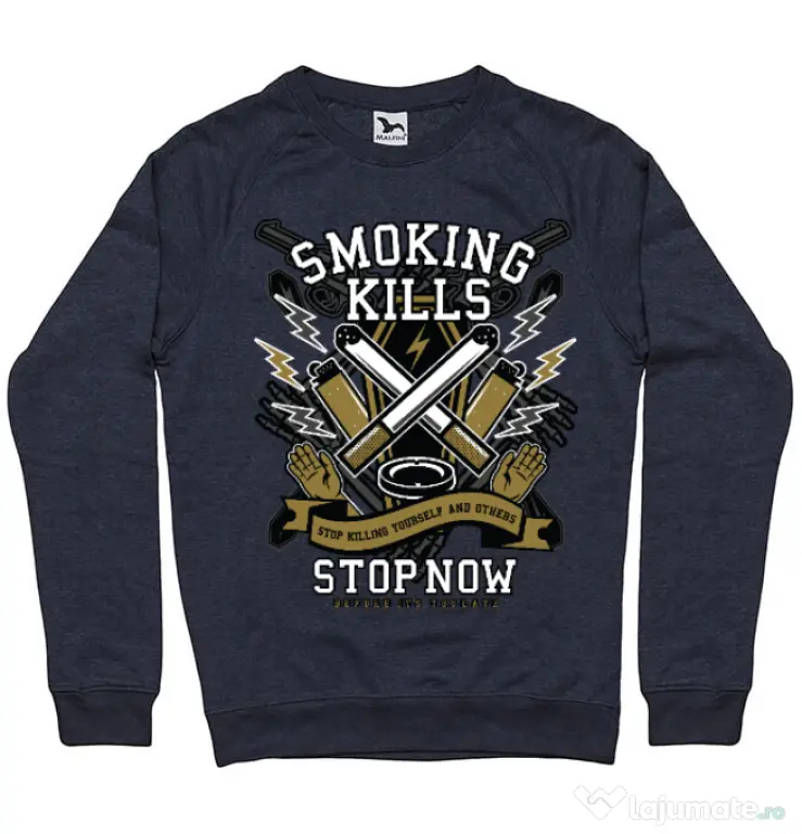 Bluza ADLER barbat Smoking Kills Denim inchis