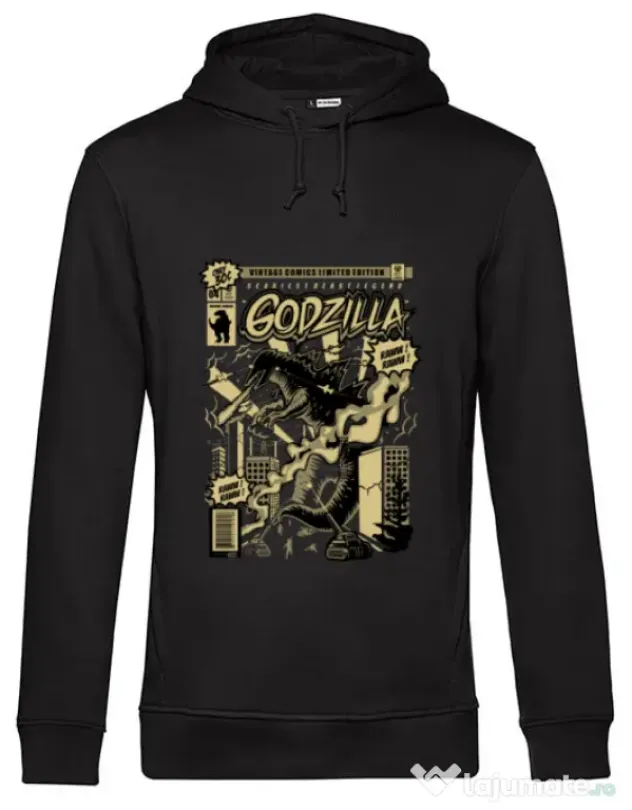 Hoodie barbat cu gluga Godzilla Negru