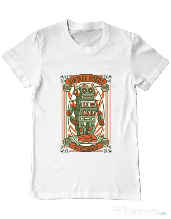 Tricou ADLER barbat Vintage Robot Alb