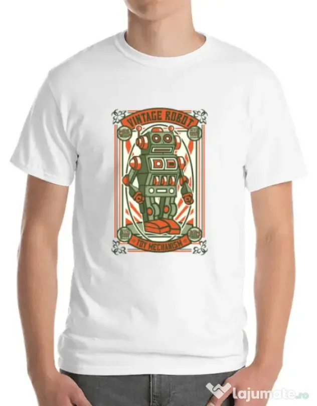 Tricou ADLER barbat Vintage Robot Alb