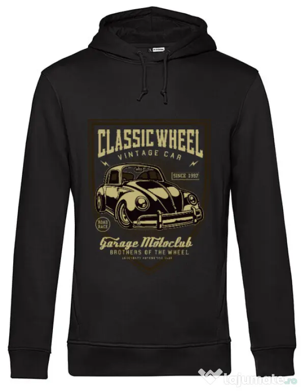 Hoodie barbat cu gluga Classic Wheel Negru