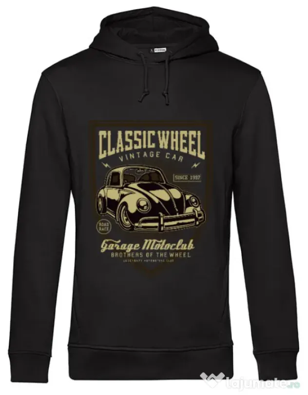 Hoodie barbat cu gluga Classic Wheel Negru