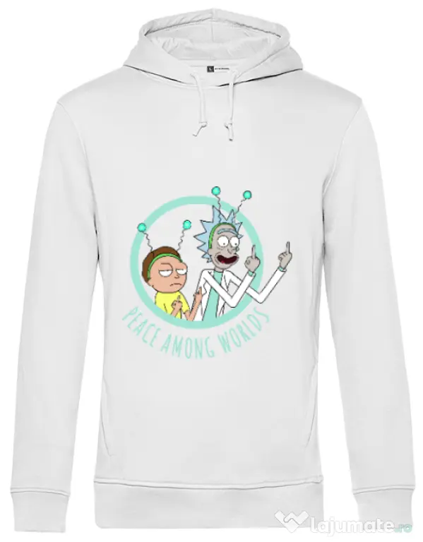 Hoodie barbat cu gluga Peace among worlds Alb