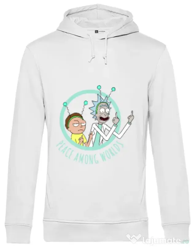 Hoodie barbat cu gluga Peace among worlds Alb