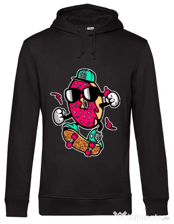 Hoodie barbat cu gluga Donut skater Negru