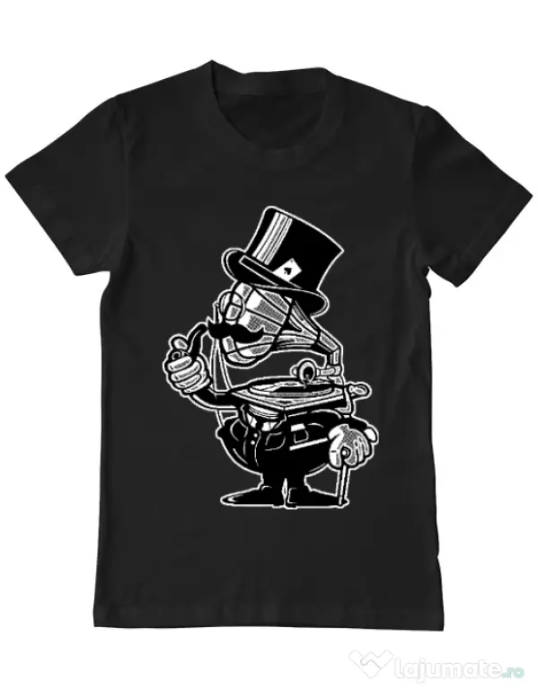 Tricou ADLER barbat Gramophone head Negru