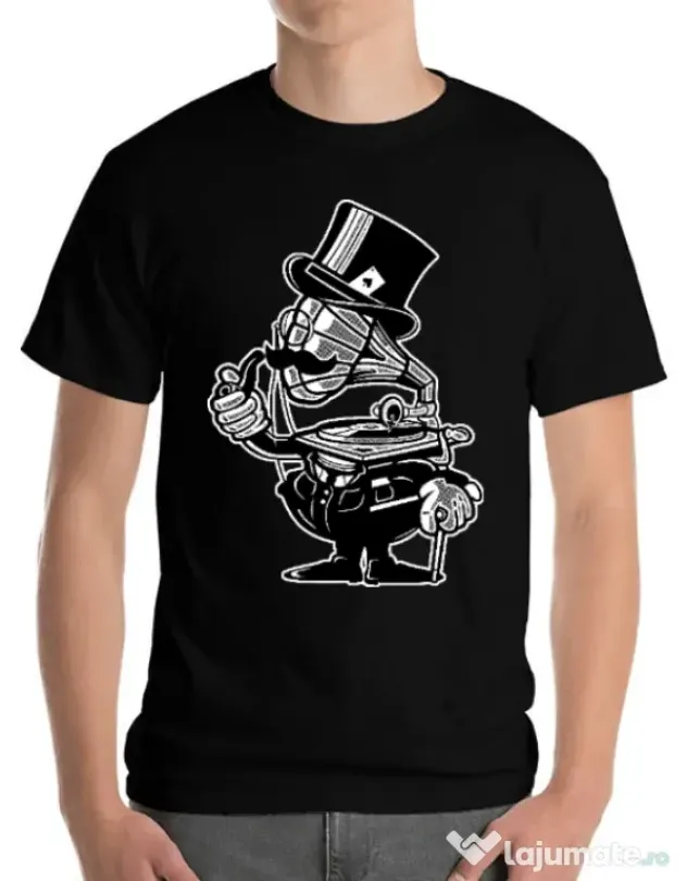 Tricou ADLER barbat Gramophone head Negru
