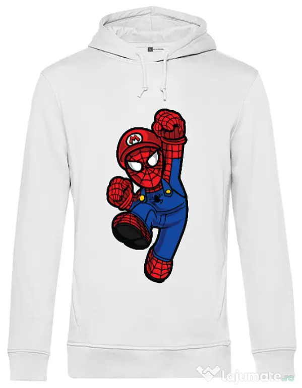 Hoodie barbat cu gluga Spider Plumber Alb