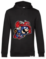 Hoodie barbat cu gluga Captain Mario Negru