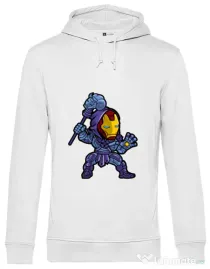 Hoodie barbat cu gluga Iron Skeletor Alb