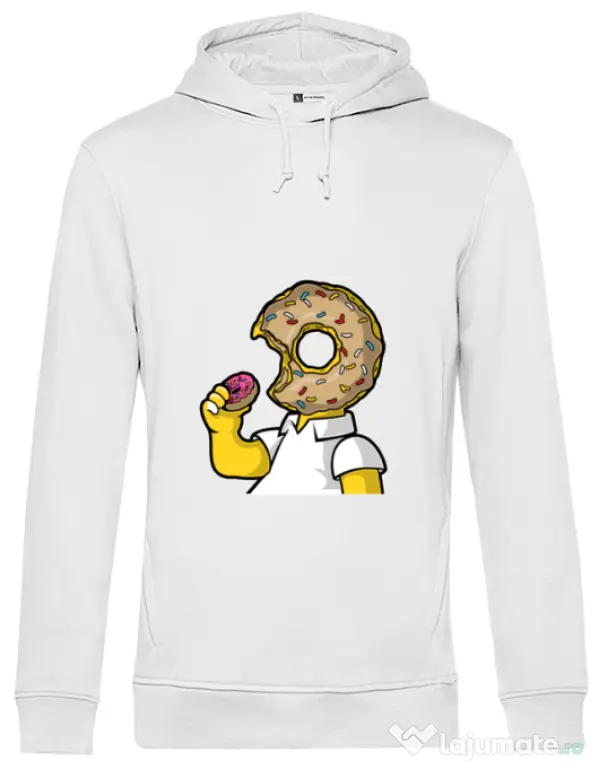 Hoodie barbat cu gluga I Like Donut Alb