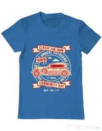 Tricou ADLER barbat Classic Car Show Albastru azuriu