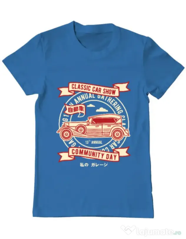 Tricou ADLER barbat Classic Car Show Albastru azuriu