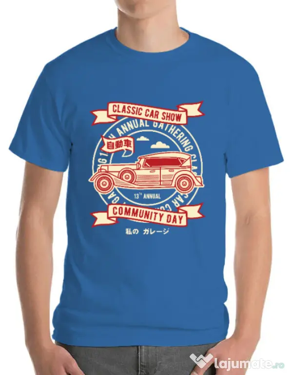 Tricou ADLER barbat Classic Car Show Albastru azuriu