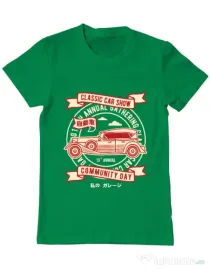 Tricou ADLER barbat Classic Car Show Verde mediu