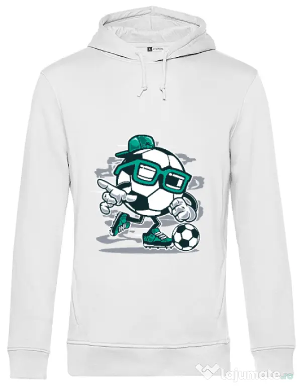 Hoodie barbat cu gluga Street Soccer Alb
