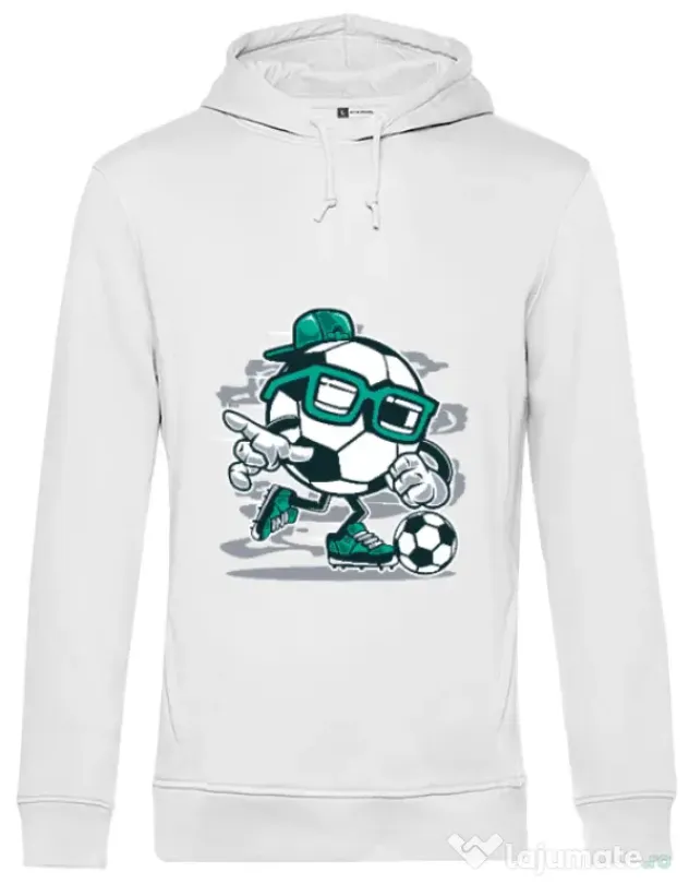 Hoodie barbat cu gluga Street Soccer Alb