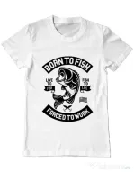 Tricou ADLER barbat Born To Fish Alb