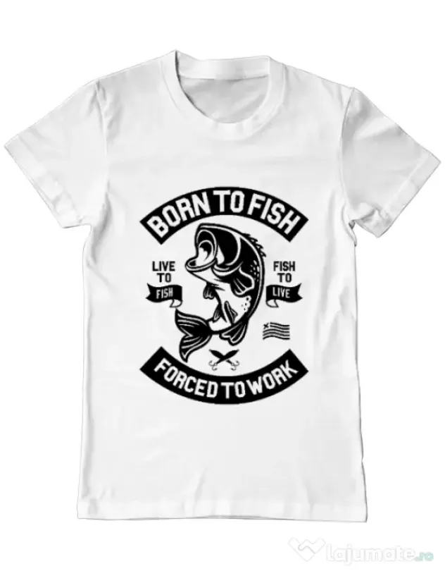 Tricou ADLER barbat Born To Fish Alb