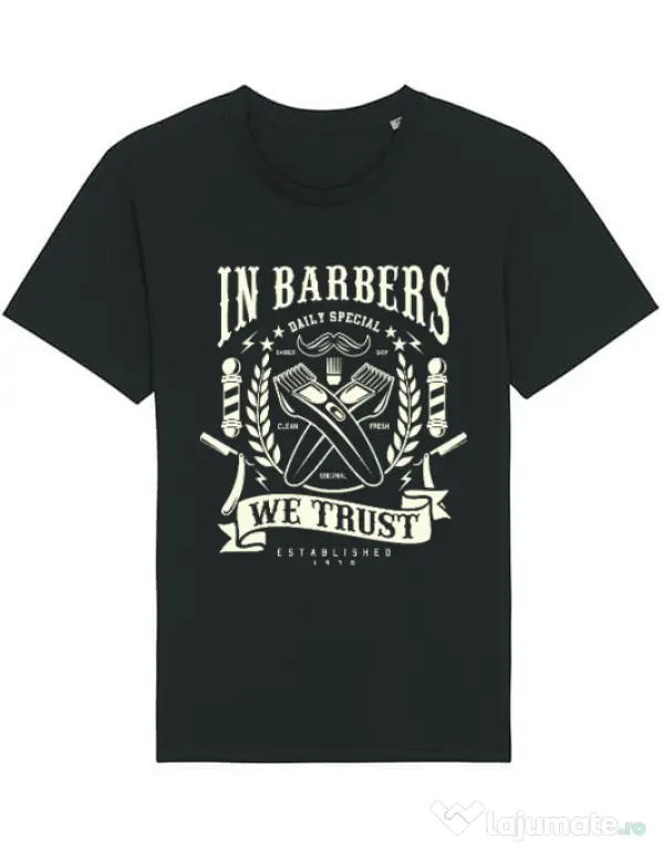 Tricou STANLEY STELLA barbat In Barbers We Trust Negru
