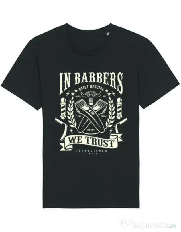 Tricou STANLEY STELLA barbat In Barbers We Trust Negru