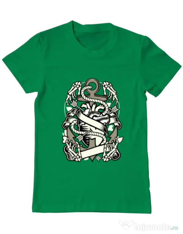 Tricou ADLER barbat Heart and Anchor Verde mediu
