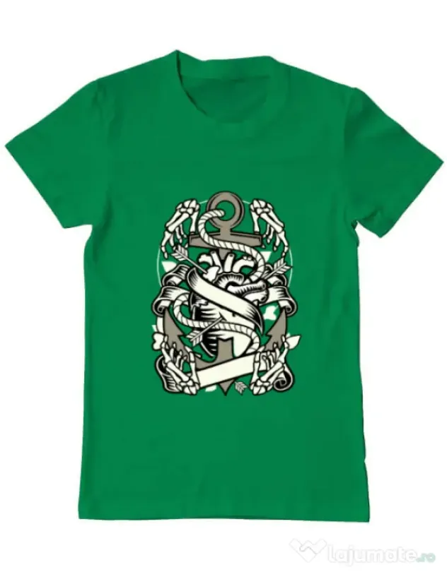 Tricou ADLER barbat Heart and Anchor Verde mediu
