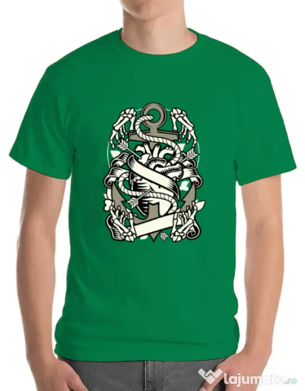 Tricou ADLER barbat Heart and Anchor Verde mediu