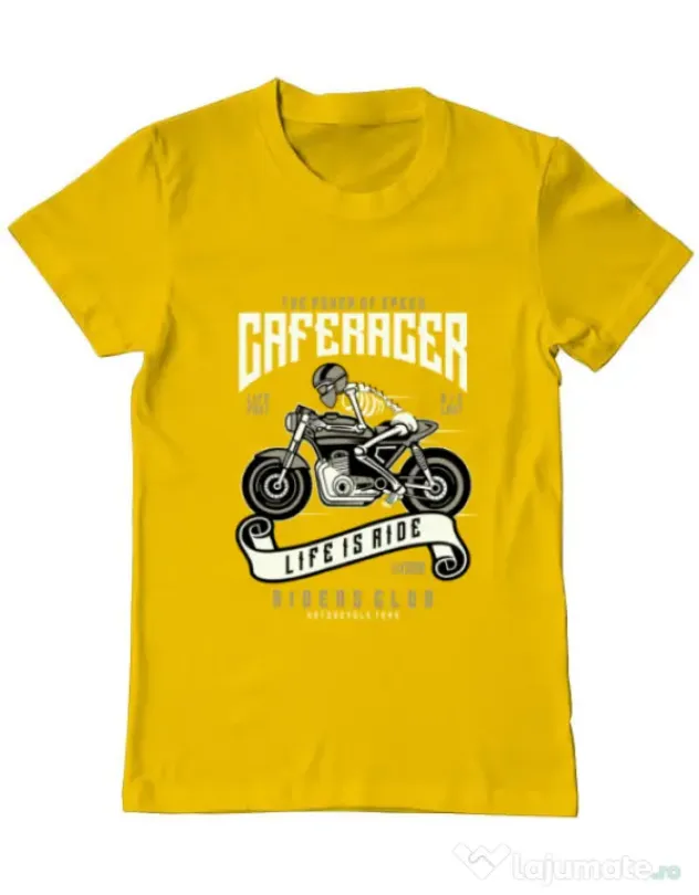 Tricou ADLER barbat Speed of Caferacer Galben