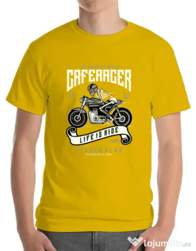 Tricou ADLER barbat Speed of Caferacer Galben