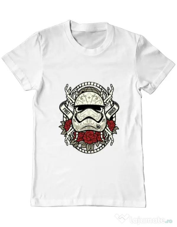 Tricou ADLER barbat Sugar Skull Trooper Alb