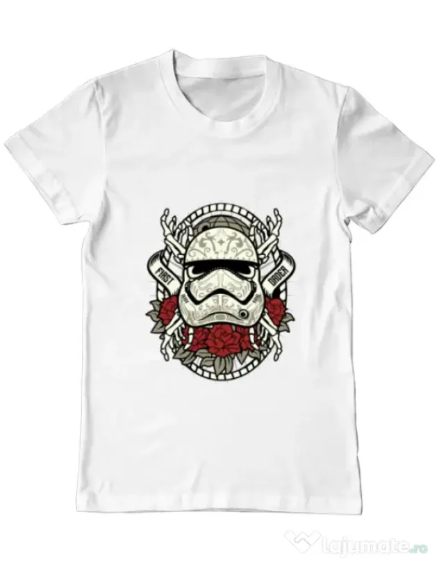 Tricou ADLER barbat Sugar Skull Trooper Alb