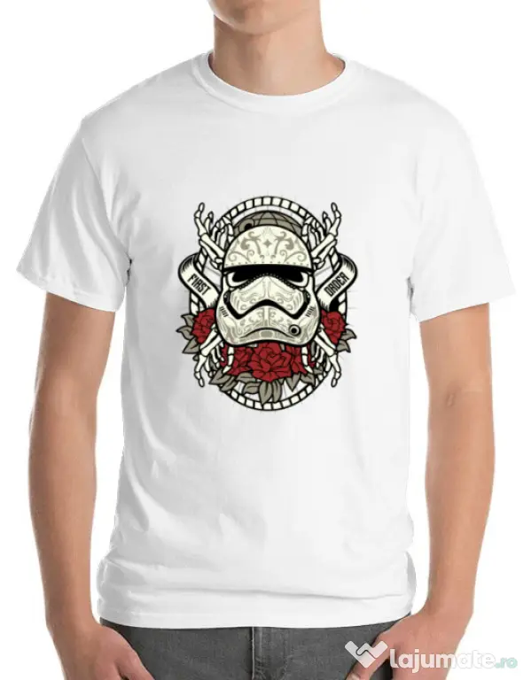 Tricou ADLER barbat Sugar Skull Trooper Alb