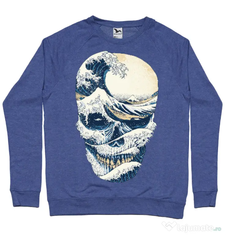 Bluza ADLER barbat The Great Wave off Skull Albastru melanj