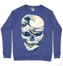 Bluza ADLER barbat The Great Wave off Skull Albastru melanj