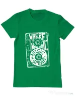 Tricou ADLER barbat Where words fail, music speaks Verde mediu